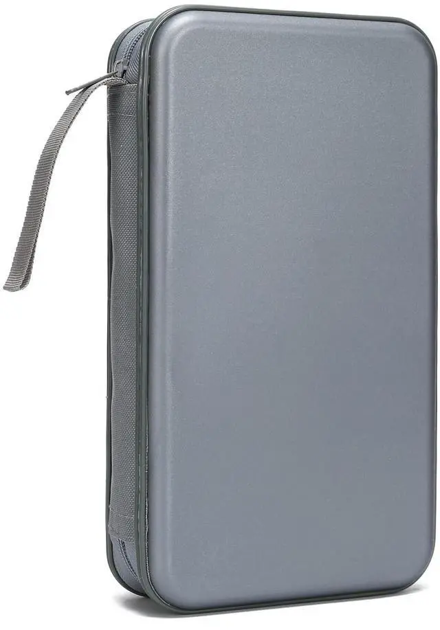 Main image of 96 Capacity CD/DVD Case Storage Holder Binder Organizer Portable Zipper Hard Plastic CD/DVD Cases Organizer Wallet Book for Car Home Office Travel(Grey)