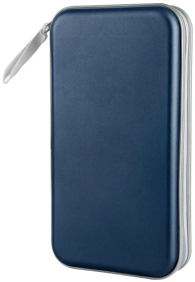 Main image of Siveit CD Case Holder, 80 Capacity CD/DVD Case Holders Wallet Hard Plastic CD DVD Disc Cases Storage Binder for Car Home Office Travel (Dark Blue)