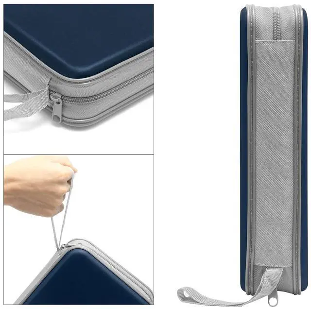 Alt view image 3 of 6 - Siveit CD Case Holder, 80 Capacity CD/DVD Case Holders Wallet Hard Plastic CD DVD Disc Cases Storage Binder for Car Home Office Travel (Dark Blue)