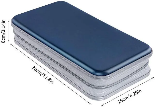 Alt view image 6 of 6 - Siveit CD Case Holder, 80 Capacity CD/DVD Case Holders Wallet Hard Plastic CD DVD Disc Cases Storage Binder for Car Home Office Travel (Dark Blue)