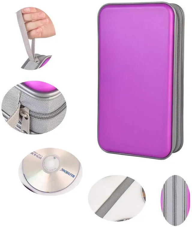 Alt view image 3 of 6 - UENTIP 96 Capacity CD Case,Portable DVD Hard Plastic Case Holder CD Organizer Wallet Protective DVD Storage (96, purple)