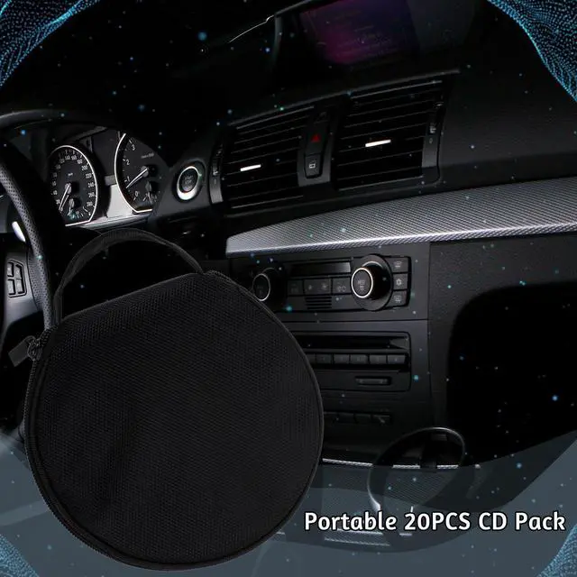 Alt view image 3 of 7 - Oxford CD Case DVD Storage Holder Disc Storage Binder 20 Capacity Black Portable Wallet Round Dividers Folder for Car, Home, Travel Carrying Organizer