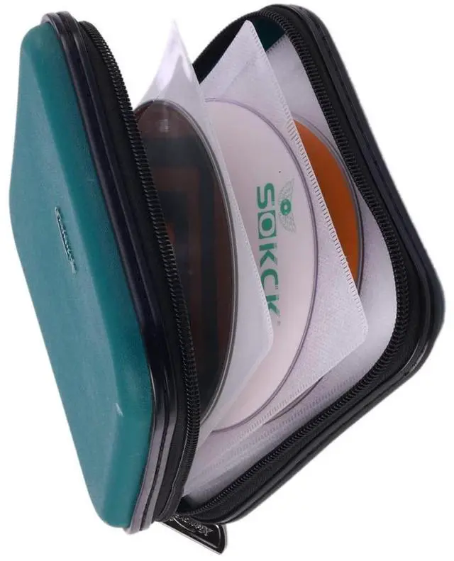 Main image of CD DVD Wallet, 32 Capacity Heavy Duty, DVD CD Case Holder for Car,Portable DVD/VCD Storage Disk, Hard Shell Sturdy case, Car CD Disk Holder,Booklet, Blu-ray Wallet (32 Capacity,Darkgreen)