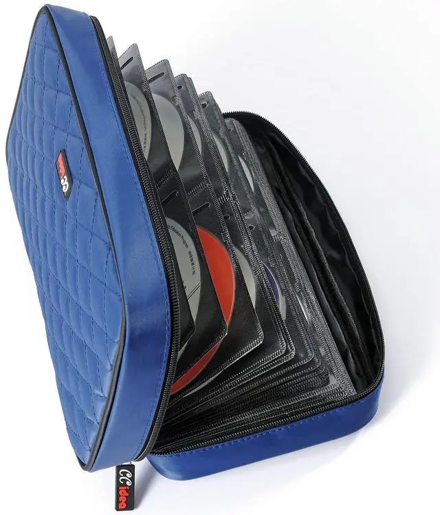 Alt view image 2 of 6 - CCidea 96 Capacity CD/DVD Case Holder Portable Wallet Disc Storage Binder for Car, Home, Travel (96-Blue) Specials