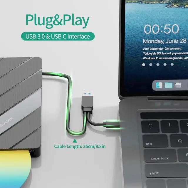 Alt view image 6 of 7 - SUIDEK External CD DVD Drive USB C USB 3.0, Portable CD DVD +/-RW Burner DVD Player for Laptop 8 in 1 Hub with SD/Micro SD Card Reader Compatible with Laptop Mac PC Windows Linux