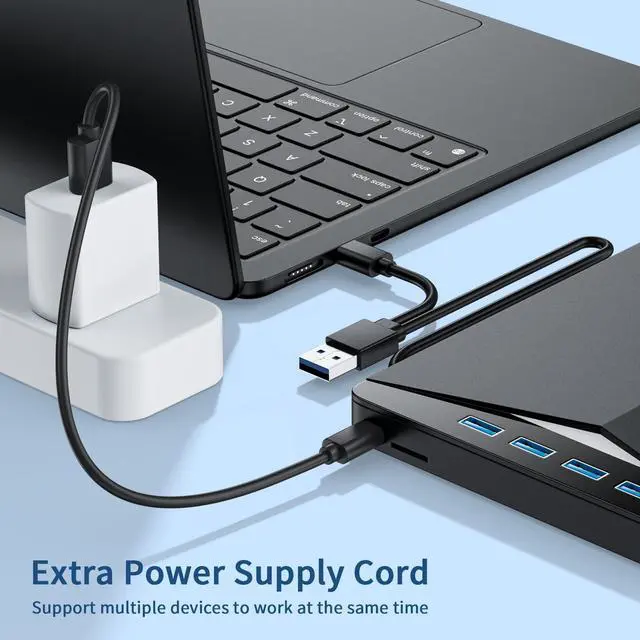 Alt view image 6 of 7 - External CD/DVD Drive for Laptop, 7-in-1 DVD Player for Laptop USB 3.0 Portable Burner with SD/TF Card Reader & 4-Port USB Hub, Compatible with Windows, Mac OS, Linux (7 in 1)