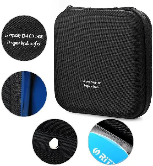 Alt view image 2 of 7 - CD Case, 28 Capacity EVA Protective DVD Case Portable Zipper CD Case Holder Disc Storage Organizer Wallet Bag for Car Home Travel (28 Capacity, Black28)