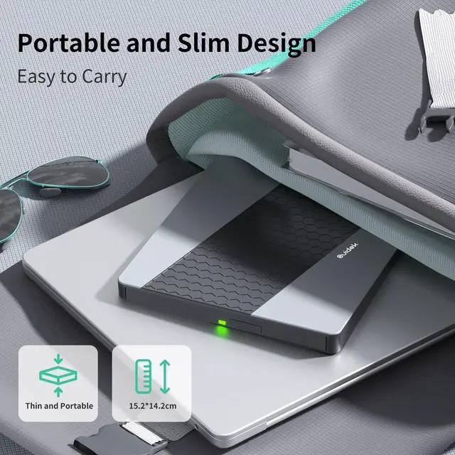 Alt view image 7 of 7 - SUIDEK External CD DVD Drive, USB 3.0 USB C Portable CD DVD +/-RW Burner DVD Player for Laptop with SD/Micro SD Card Reader 8 in 1 Hub Compatible with Laptop Mac PC Windows Linux