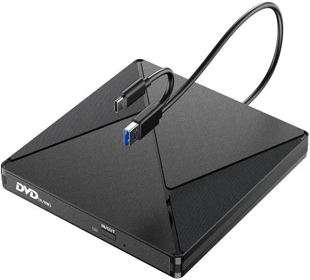 Main image of DVD Player for Laptop, External CD Drive for Mac, USB 3.0 USB C Portable CD Burner External Disk Drive, DVD Reader Writer ROM Drive Compatible with Laptop Desktop Mac,Windows 11/10/8/7 Linux