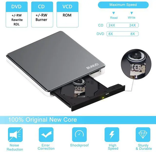 Alt view image 6 of 7 - External DVD Drive, USB C Superdrive for Apple USB 3.0 DVD Burner Reader for Mac, Portable CD +/-RW Drive External DVD Player for Laptop MacBook Windows 11 10 PC Linux OS