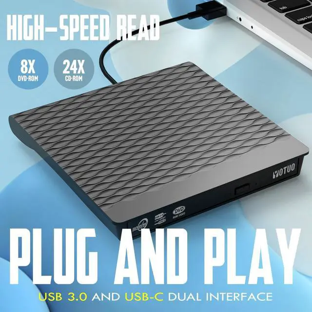 Alt view image 5 of 7 - KEHIPI External DVD Drive, Portable USB 3.0 CD RW Drive with Carrying Case, DVD Player for Rewriter, DVD Burner for Laptop, Desktop (2-in-1 (Cable in one))