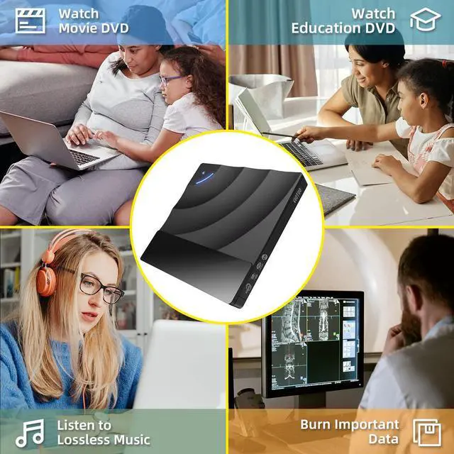 Alt view image 3 of 7 - YOTUO External DVD Drive, Portable USB 3.0 CD +/-RW Drive DVD Player for ROM Rewriter, Burner for Laptop, Desktop, Compatible with Windows 7/8/10/11, Mac, MacBook Pro/Air