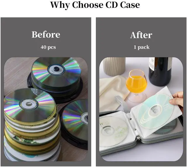 Alt view image 5 of 7 - JINLIFA CD DVD Case Holder, 40 Capacity CD/DVD Case Holder Organizer Book Wallet for Car, Travel, Home (Stylish Design)