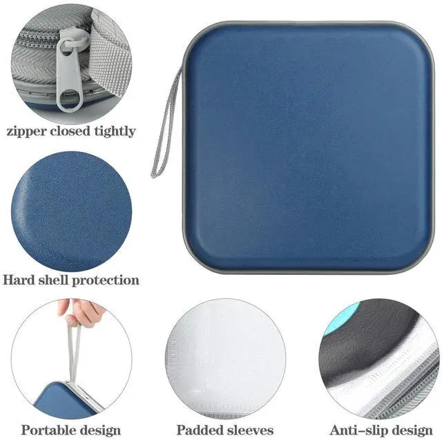 Alt view image 2 of 6 - alavisxf xx CD Case, 48 Capacity Hard Plastic DVD Case Portable Zipper CD Case Holder Large Storage Disc Wallet Bag for Car Home Travel (Dark Blue, 48 Capacity)