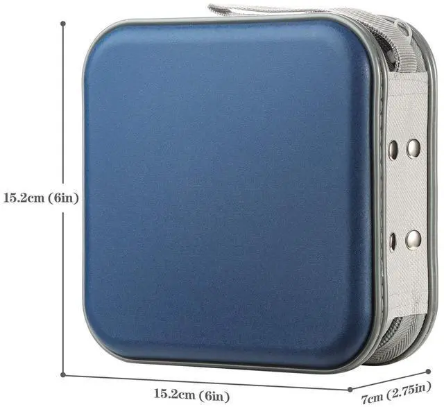Alt view image 4 of 6 - alavisxf xx CD Case, 48 Capacity Hard Plastic DVD Case Portable Zipper CD Case Holder Large Storage Disc Wallet Bag for Car Home Travel (Dark Blue, 48 Capacity)