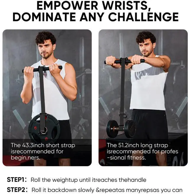 Alt view image 4 of 6 - Forearm Strengthener and Wrist Roller, 43.3 inch Or 51.2 inch Ultra Strong Nylon Webbing, Forearm Exerciser with Quick Locking Mechanism, Ideal for Hand, Wrist and Forearm Strength Training (Black)