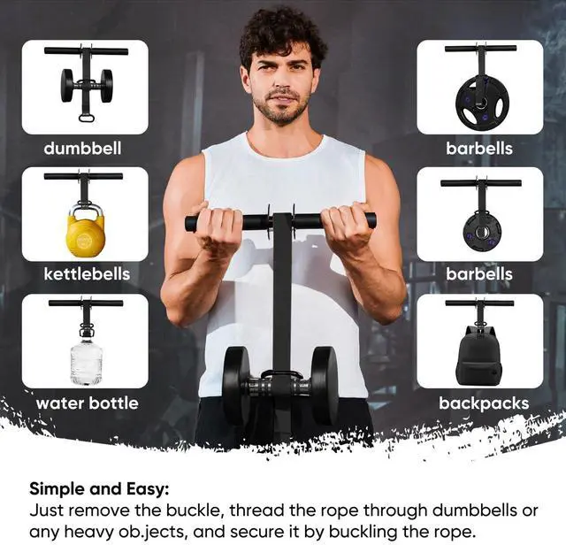 Alt view image 6 of 6 - Forearm Strengthener and Wrist Roller, 43.3 inch Or 51.2 inch Ultra Strong Nylon Webbing, Forearm Exerciser with Quick Locking Mechanism, Ideal for Hand, Wrist and Forearm Strength Training (Black)