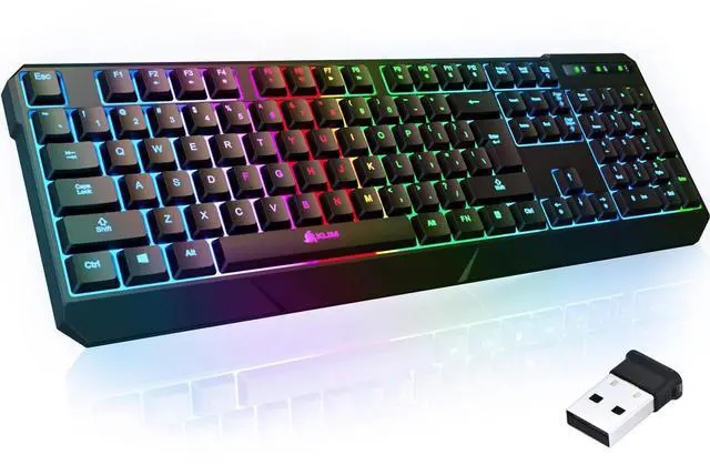 Main image of KLIM Chroma Wireless Gaming Keyboard RGB New - Long-Lasting Rechargeable Battery - Quick and Quiet Typing - Water Resistant Backlit Wireless Keyboard for PC PS5 PS4 Mac - Black