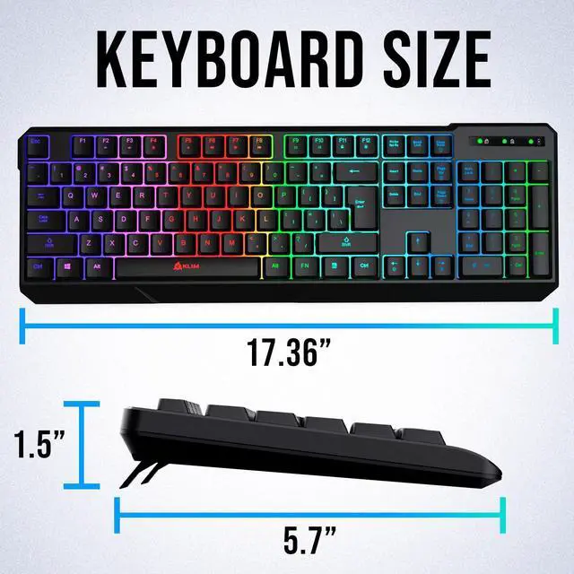 Alt view image 7 of 7 - KLIM Chroma Wireless Gaming Keyboard RGB New - Long-Lasting Rechargeable Battery - Quick and Quiet Typing - Water Resistant Backlit Wireless Keyboard for PC PS5 PS4 Mac - Black