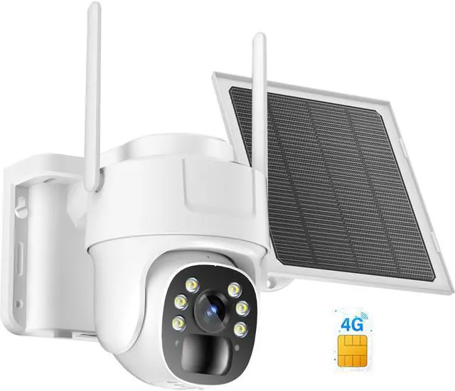 Main image of KKB 4G LTE Cellular Solar Security Cameras Wireless Outdoor, No WiFi Security Camera Built-in SIM Card, Unlimited Data, 2K HD Cam Color Night Vision, 355° Live View, PIR Motion Sensor, 2-Way Audio