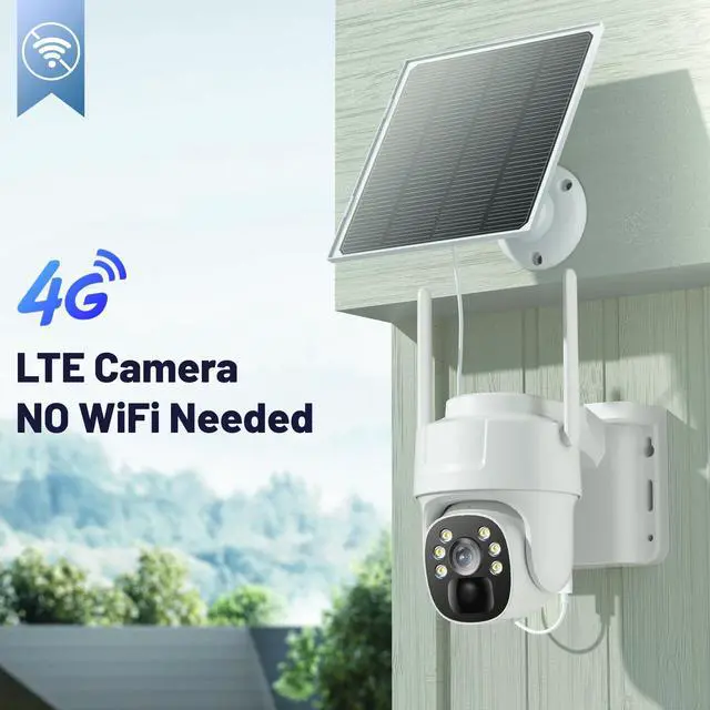 Alt view image 2 of 7 - KKB 4G LTE Cellular Solar Security Cameras Wireless Outdoor, No WiFi Security Camera Built-in SIM Card, Unlimited Data, 2K HD Cam Color Night Vision, 355° Live View, PIR Motion Sensor, 2-Way Audio