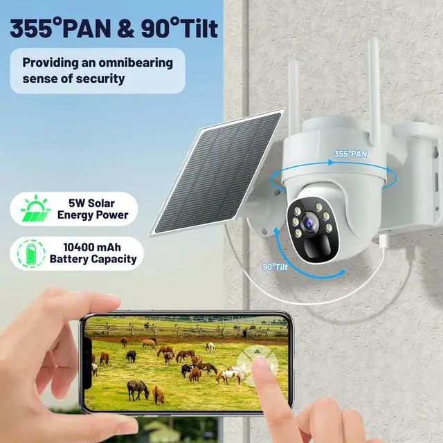 Alt view image 5 of 7 - KKB 4G LTE Cellular Solar Security Cameras Wireless Outdoor, No WiFi Security Camera Built-in SIM Card, Unlimited Data, 2K HD Cam Color Night Vision, 355° Live View, PIR Motion Sensor, 2-Way Audio
