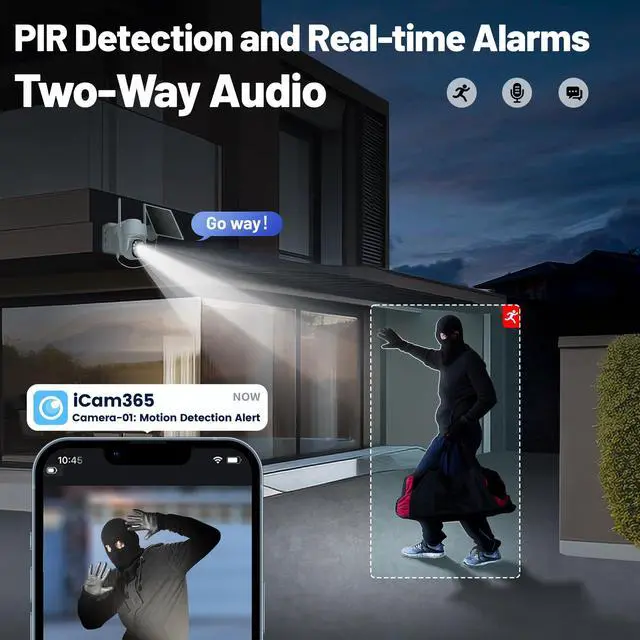 Alt view image 6 of 7 - KKB 4G LTE Cellular Solar Security Cameras Wireless Outdoor, No WiFi Security Camera Built-in SIM Card, Unlimited Data, 2K HD Cam Color Night Vision, 355° Live View, PIR Motion Sensor, 2-Way Audio