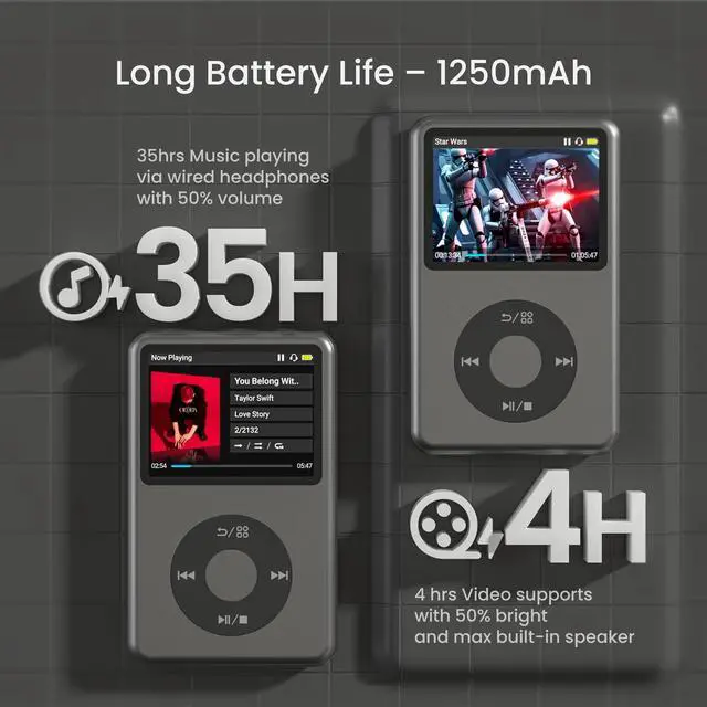 Alt view image 6 of 7 - Mp3 Player with Bluetooth Y1 128G Innioasis Digital Music Player Portable Mini HiFi Sound Video Version Upgrade Nice Gift for 2025 Black