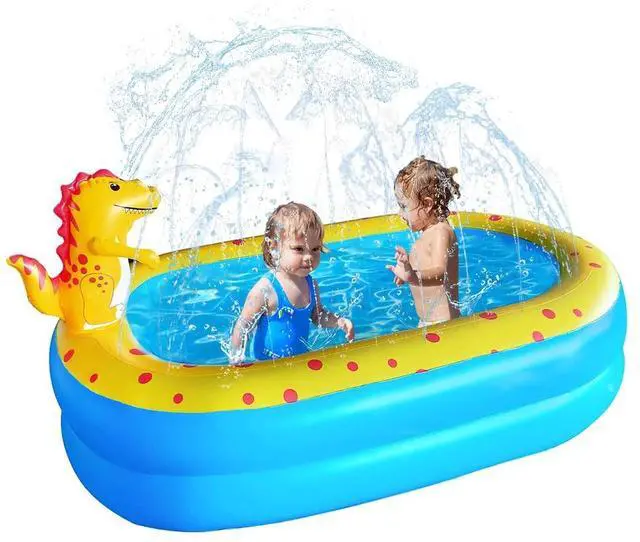 Main image of Inflatable Swimming Pool for Kids with Sprinkler, Funny Blow up Piscina 67'' x 41'' x 32'' Full-Sized Family for Backyard, Summer Water Party
