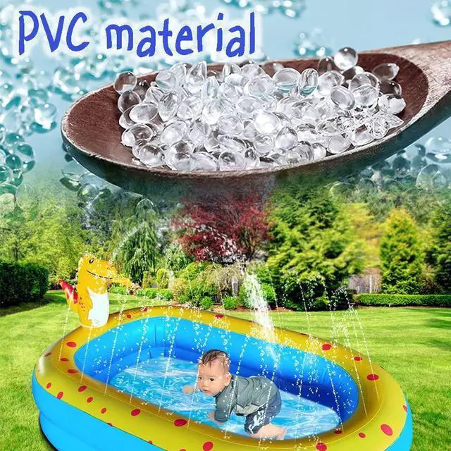 Alt view image 5 of 7 - Inflatable Swimming Pool for Kids with Sprinkler, Funny Blow up Piscina 67'' x 41'' x 32'' Full-Sized Family for Backyard, Summer Water Party