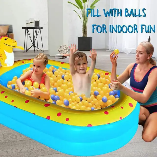 Alt view image 6 of 7 - Inflatable Swimming Pool for Kids with Sprinkler, Funny Blow up Piscina 67'' x 41'' x 32'' Full-Sized Family for Backyard, Summer Water Party