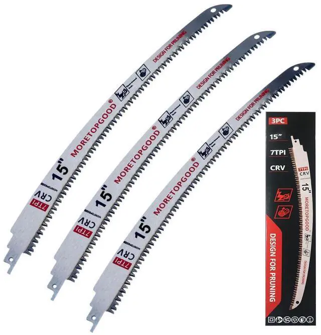 Main image of MORETOPGOOD 15 Arc Edge Reciprocating Saw Blade, 7TPI Japanese Teeth with Curved Edge Wood Pruning Saw Blades for Tree Trimming, Wood Cutting (3 Pack)