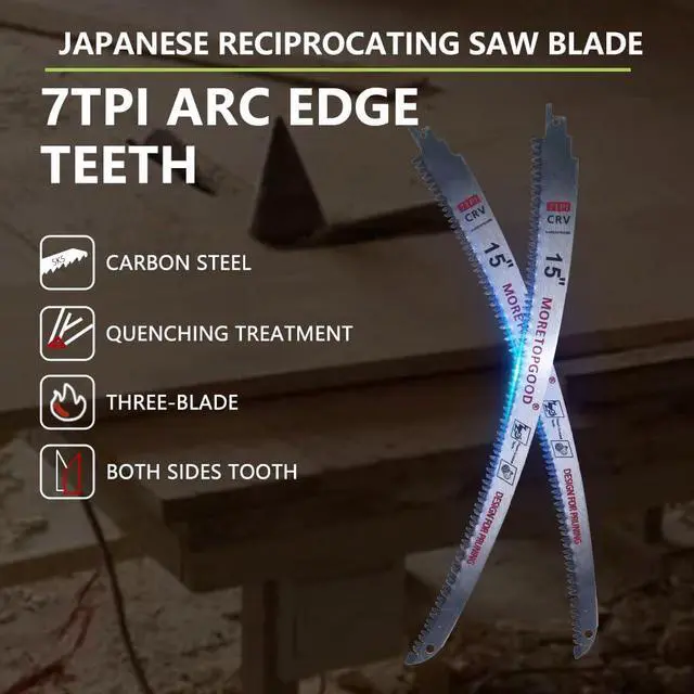 Alt view image 2 of 6 - MORETOPGOOD 15 Arc Edge Reciprocating Saw Blade, 7TPI Japanese Teeth with Curved Edge Wood Pruning Saw Blades for Tree Trimming, Wood Cutting (3 Pack)