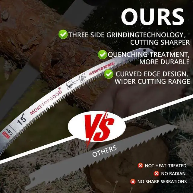 Alt view image 5 of 6 - MORETOPGOOD 15 Arc Edge Reciprocating Saw Blade, 7TPI Japanese Teeth with Curved Edge Wood Pruning Saw Blades for Tree Trimming, Wood Cutting (3 Pack)