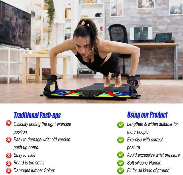 Alt view image 5 of 7 - Locisne Push Up Board for Men & Women, Portable Foldable Multi-Function Push Up Bar, Chest Muscle Exercise Professional Homeworkout Equipment System Fitness Strength Training Equipment