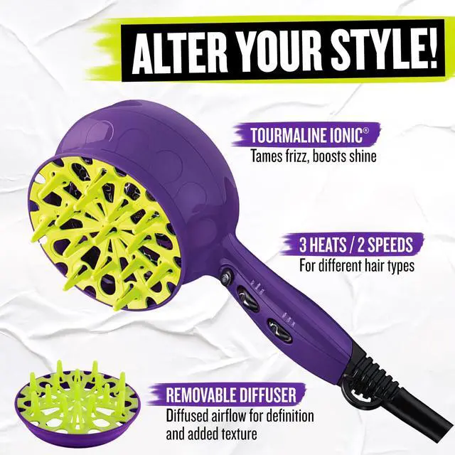 Alt view image 5 of 6 - Bed Head Curls-in-Check 1875W Hair Diffuser Dryer | Great for Curly Hair, Reduce Frizz & Static | Diffuser Hair Dryer Enhances Natural Curl, Waves & Texture