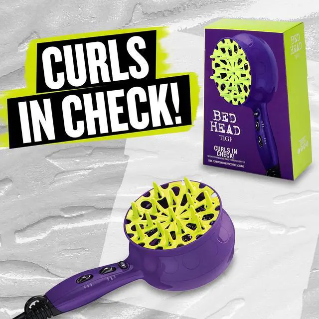Alt view image 6 of 6 - Bed Head Curls-in-Check 1875W Hair Diffuser Dryer | Great for Curly Hair, Reduce Frizz & Static | Diffuser Hair Dryer Enhances Natural Curl, Waves & Texture