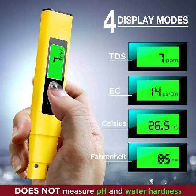 Alt view image 2 of 5 - 2025 All-New 4 in 1 Tds Meter Digital Water Tester - Accurate and Reliable TDS EC & Temp(°C,°F) Meter - 0-9990ppm - Professional Testing for Drinking Water, RO/DI System, Aquariums etc