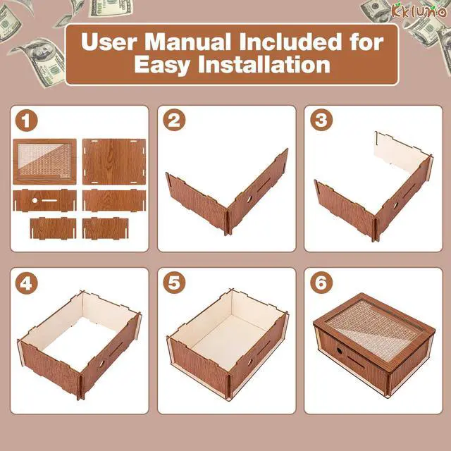 Alt view image 7 of 7 - Kkluno 5000 Kakeibo Money Box, Wooden Money Saving Challenge Box Reusable Savings Box, Cash Vault Box Piggy Bank Smash Box Saver for Adults Kids Boys Girls