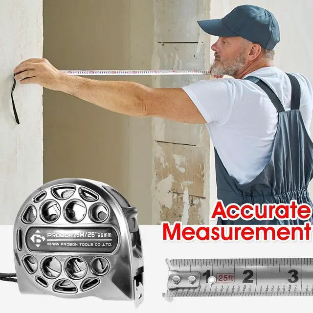 Alt view image 2 of 7 - Stainless Steel Retractable Measuring Tape Easy Read Measuring Tape Tape Measure with Double-Sided Scale Waterproof Tape Measure for Household Agricultural Industrial Woodworking (25 ft)