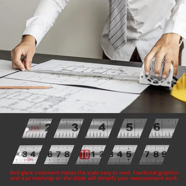 Alt view image 4 of 7 - Stainless Steel Retractable Measuring Tape Easy Read Measuring Tape Tape Measure with Double-Sided Scale Waterproof Tape Measure for Household Agricultural Industrial Woodworking (25 ft)