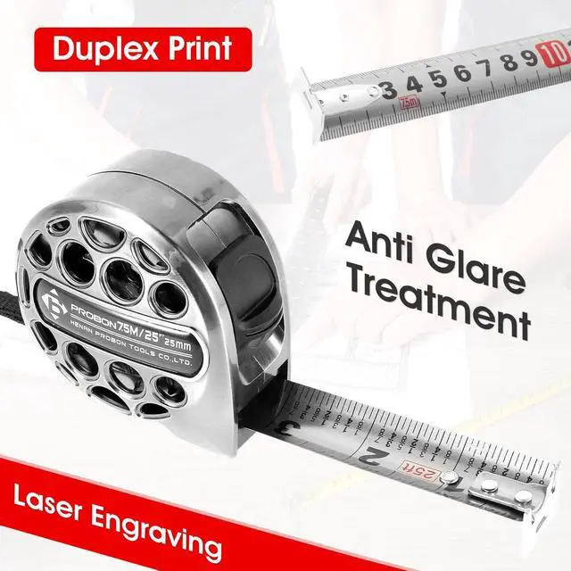 Alt view image 7 of 7 - Stainless Steel Retractable Measuring Tape Easy Read Measuring Tape Tape Measure with Double-Sided Scale Waterproof Tape Measure for Household Agricultural Industrial Woodworking (25 ft)