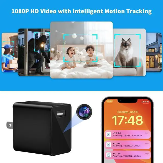 Alt view image 4 of 6 - LIBREFLY Hidden Camera USB Charger - Small WiFi Spy Camera - Mini Wireless Nanny Cam - Full HD 1080P - Indoor Home Security