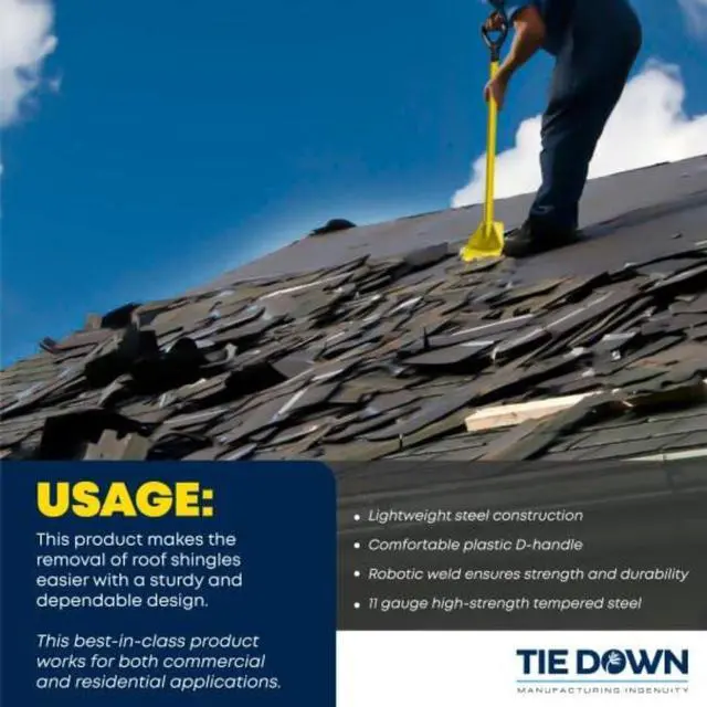 Alt view image 3 of 5 - Tie Down 13882 El Burro Shingle Shovel, Stripper, Roof Tear Off and Nail Removal Tool