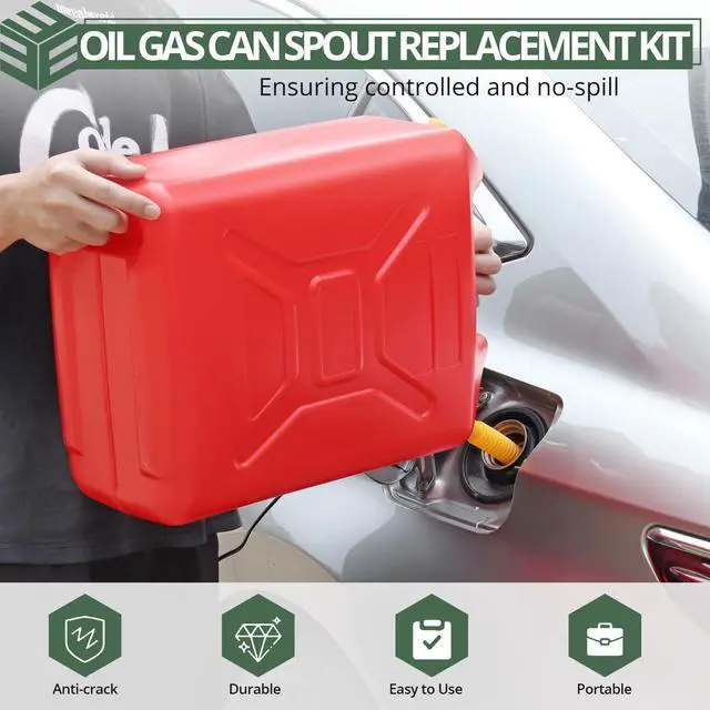 Alt view image 3 of 7 - EYPINS Gas Can Spout Replacement, 5 Kit Gas Can Nozzle for Most 1/2/5/10 Gal Oil Can, Nozzle Vent Replacement, Gas Can Spout Kit,No Leaky