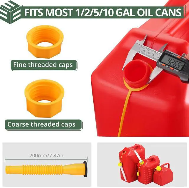 Alt view image 2 of 7 - EYPINS Gas Can Spout Replacement, 5 Kit Gas Can Nozzle for Most 1/2/5/10 Gal Oil Can, Nozzle Vent Replacement, Gas Can Spout Kit,No Leaky