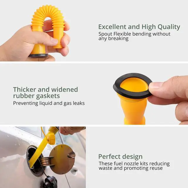 Alt view image 6 of 7 - EYPINS Gas Can Spout Replacement, 5 Kit Gas Can Nozzle for Most 1/2/5/10 Gal Oil Can, Nozzle Vent Replacement, Gas Can Spout Kit,No Leaky