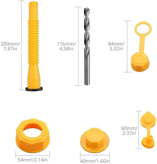 Alt view image 7 of 7 - EYPINS Gas Can Spout Replacement, 5 Kit Gas Can Nozzle for Most 1/2/5/10 Gal Oil Can, Nozzle Vent Replacement, Gas Can Spout Kit,No Leaky
