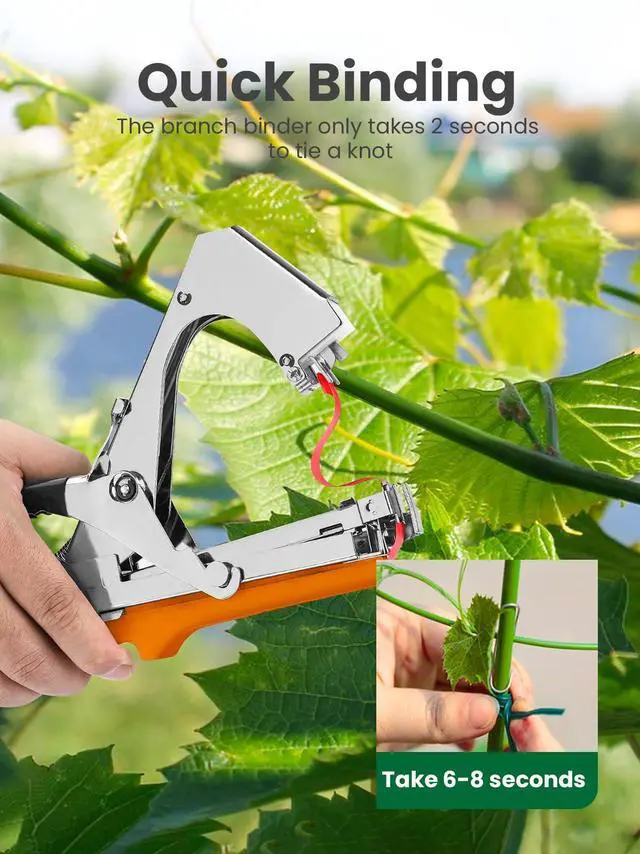 Alt view image 2 of 7 - GROWNEER Plant Tying Machine Plant Tapener, Garden Tape Tool with 15 Rolls Tapes and 10000pcs Staples, Plant Tape Gun Tying Tape Tool to Tie Up Vine Tomatoes Grapes Vegetables Garden, Green