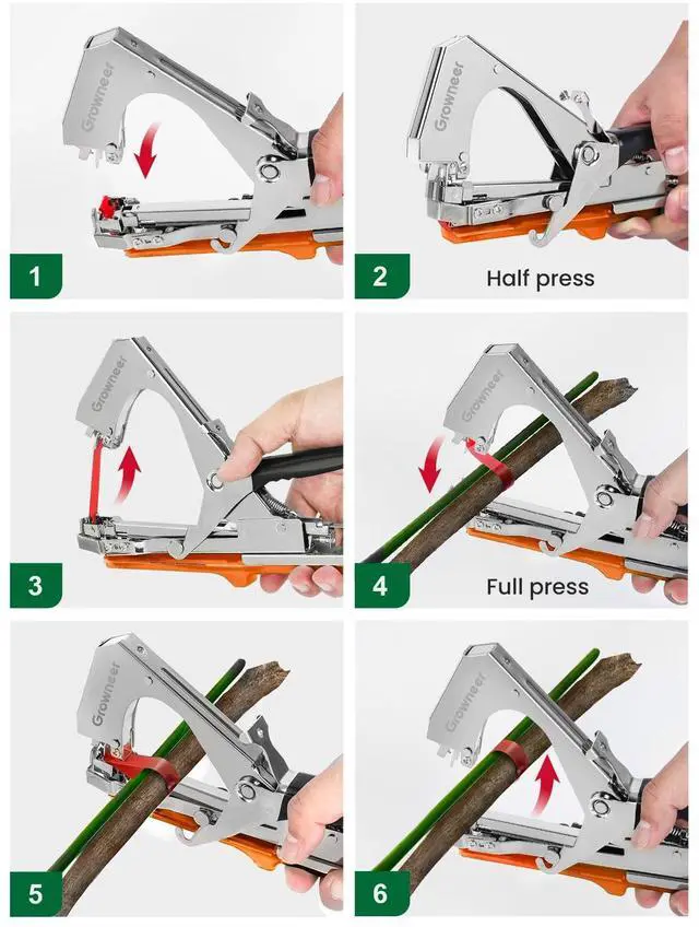 Alt view image 5 of 7 - GROWNEER Plant Tying Machine Plant Tapener, Garden Tape Tool with 15 Rolls Tapes and 10000pcs Staples, Plant Tape Gun Tying Tape Tool to Tie Up Vine Tomatoes Grapes Vegetables Garden, Green